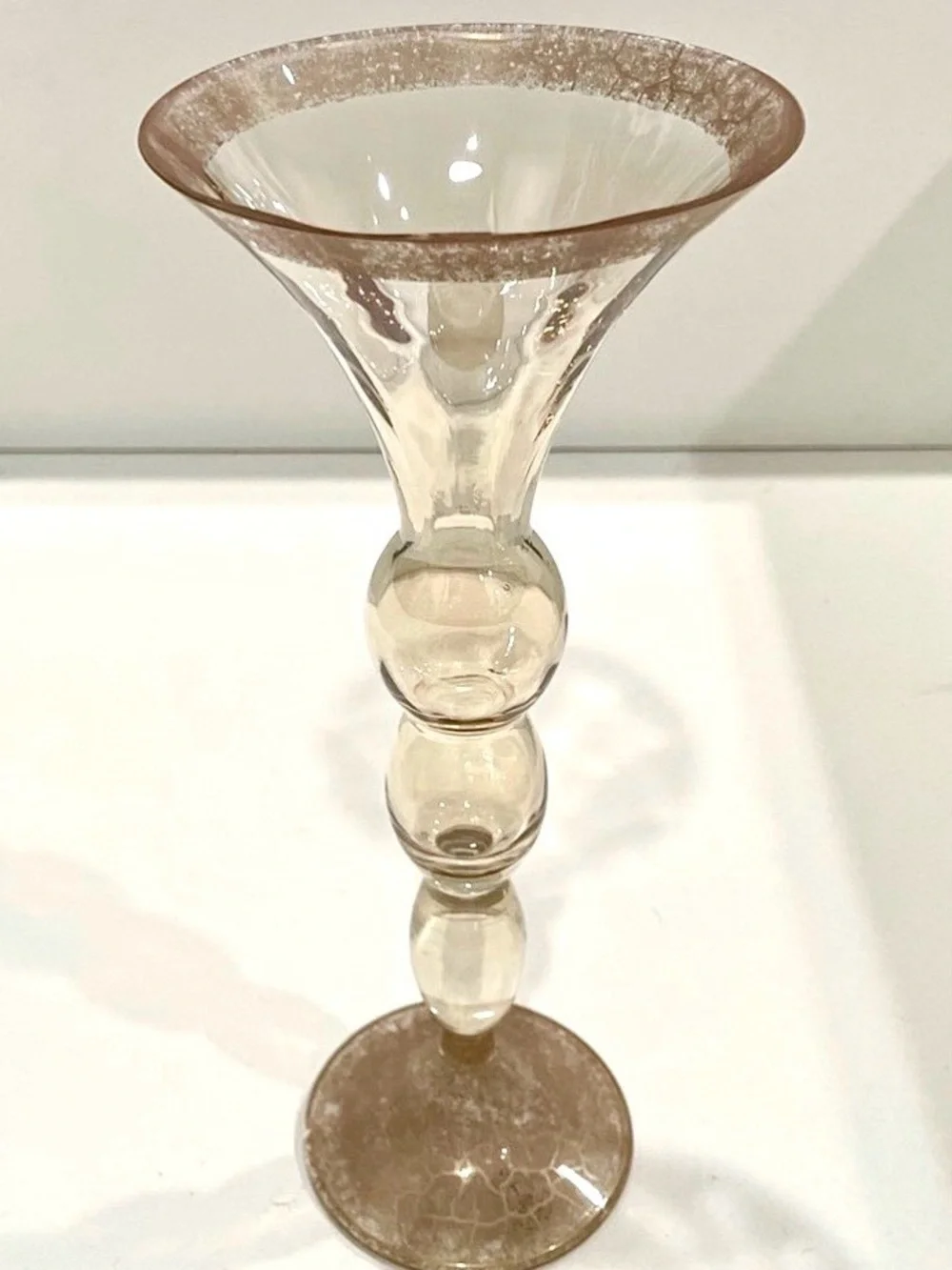 Bombay Glass Vintage Champagne & Gold Carnival Glass Vase | Opalescent